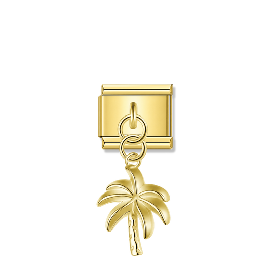 Tropical Coconut Tree – Gold Italian Pendant Charm