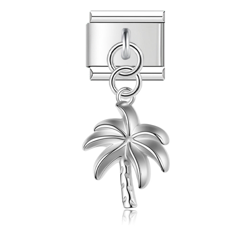 Tropical Coconut Tree – Silver Italian Pendant Charm