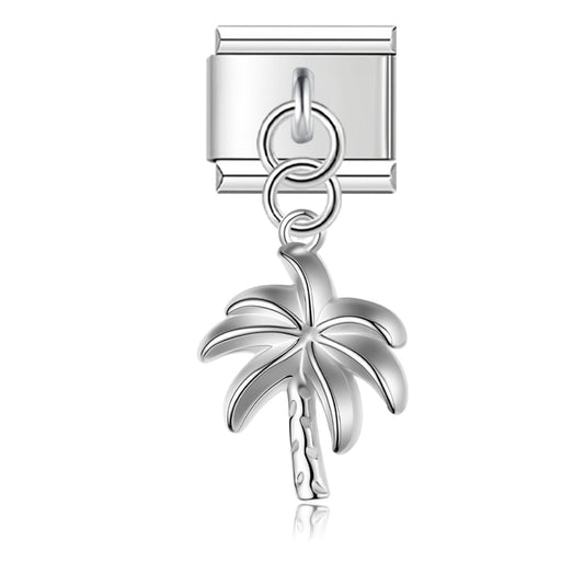 Tropical Coconut Tree – Silver Italian Pendant Charm