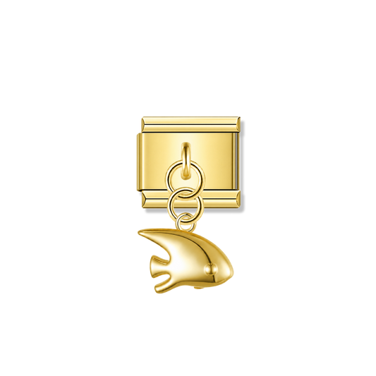 Tropical Fish – Gold Italian Pendant Charm – Italian charm by Italycharm