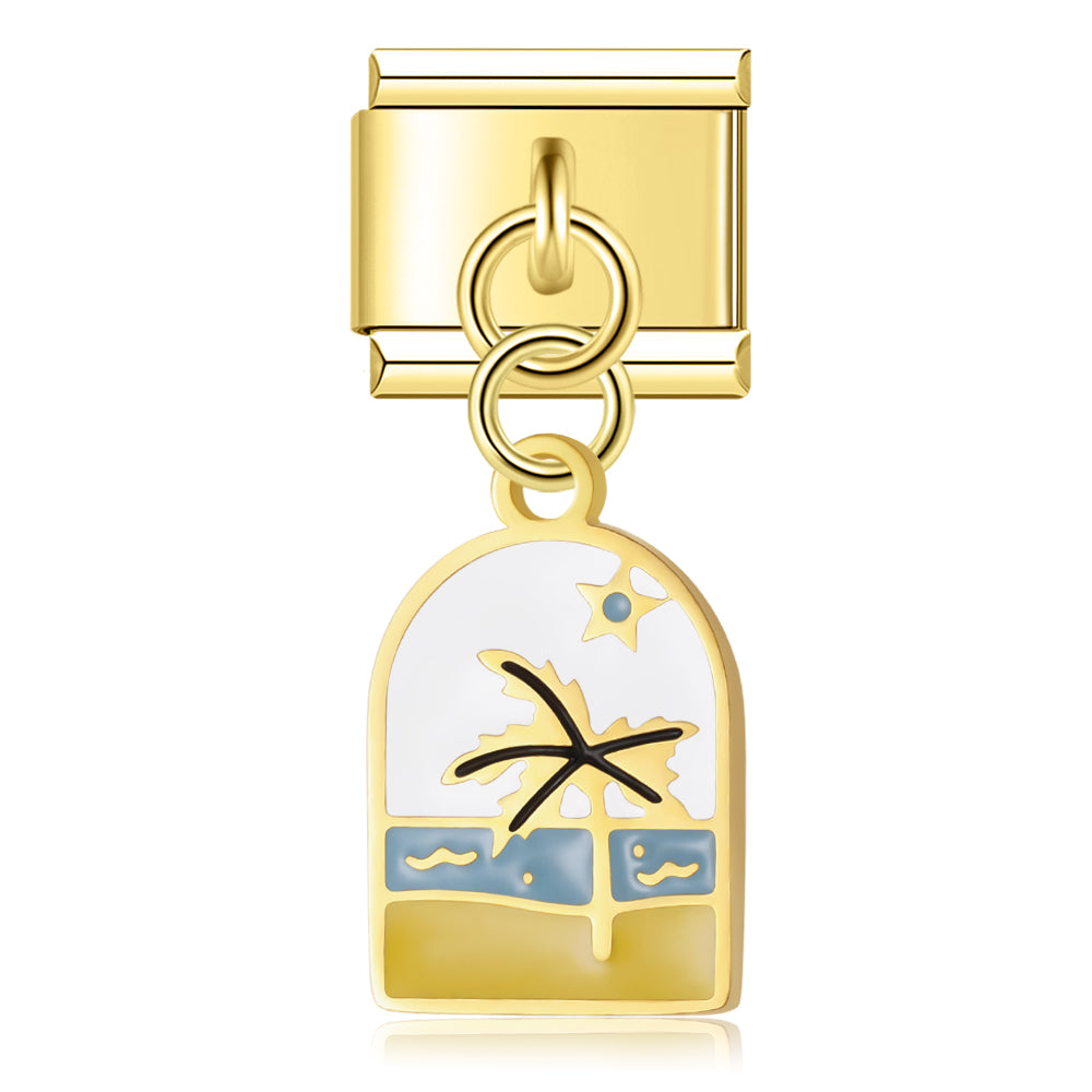 Tropical Sunset – Gold Italian Pendant Charm