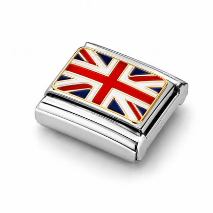 United Kingdom Flag – silver Italian charm close-up view
