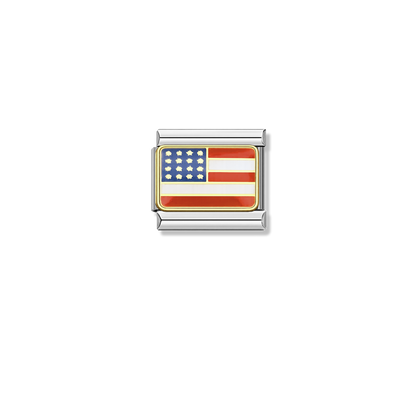 United State Flag – silver Italian charm by Italycharm