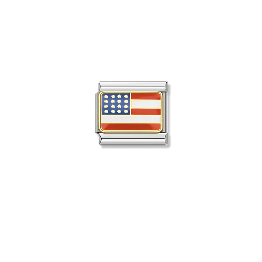 United State Flag – silver Italian charm by Italycharm