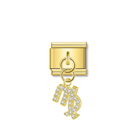 Virgo with CZ – Gold Italian Pendant Charm – Italian charm by Italycharm