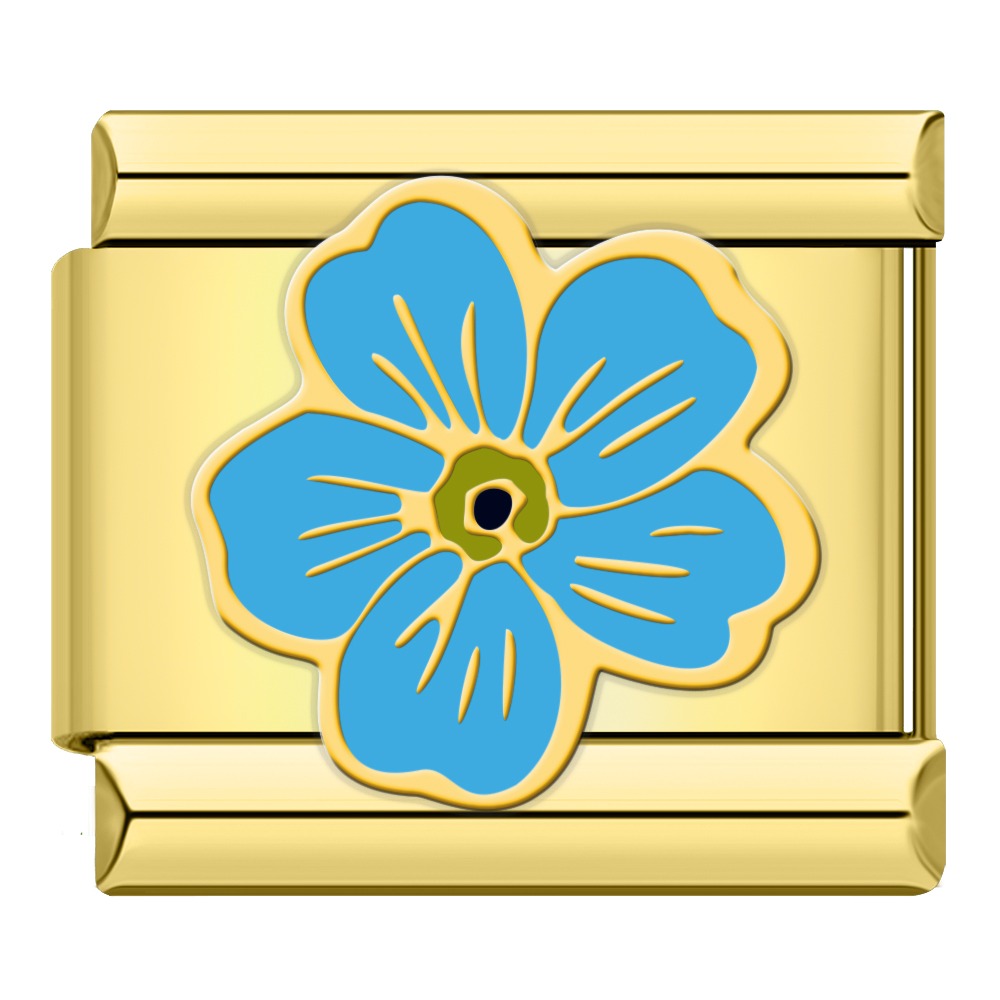 Blue Flower - Gold Charm - Charmris