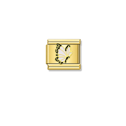 White Butterfly – gold Italian charm by Italycharm
