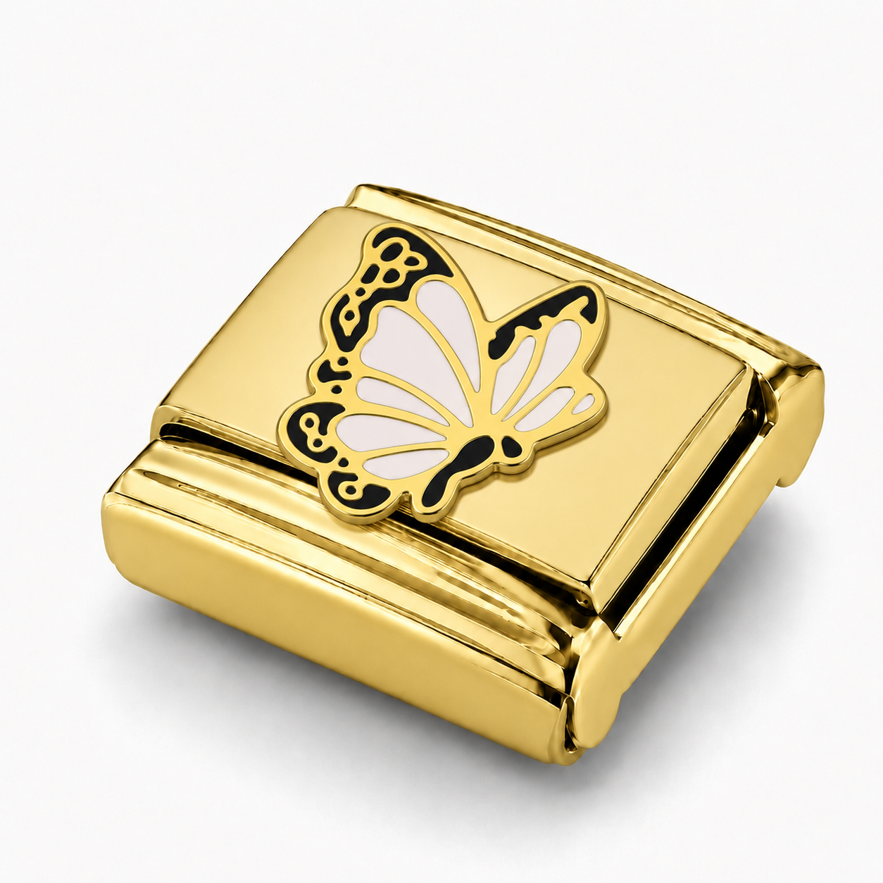 White Butterfly – gold Italian charm close-up view
