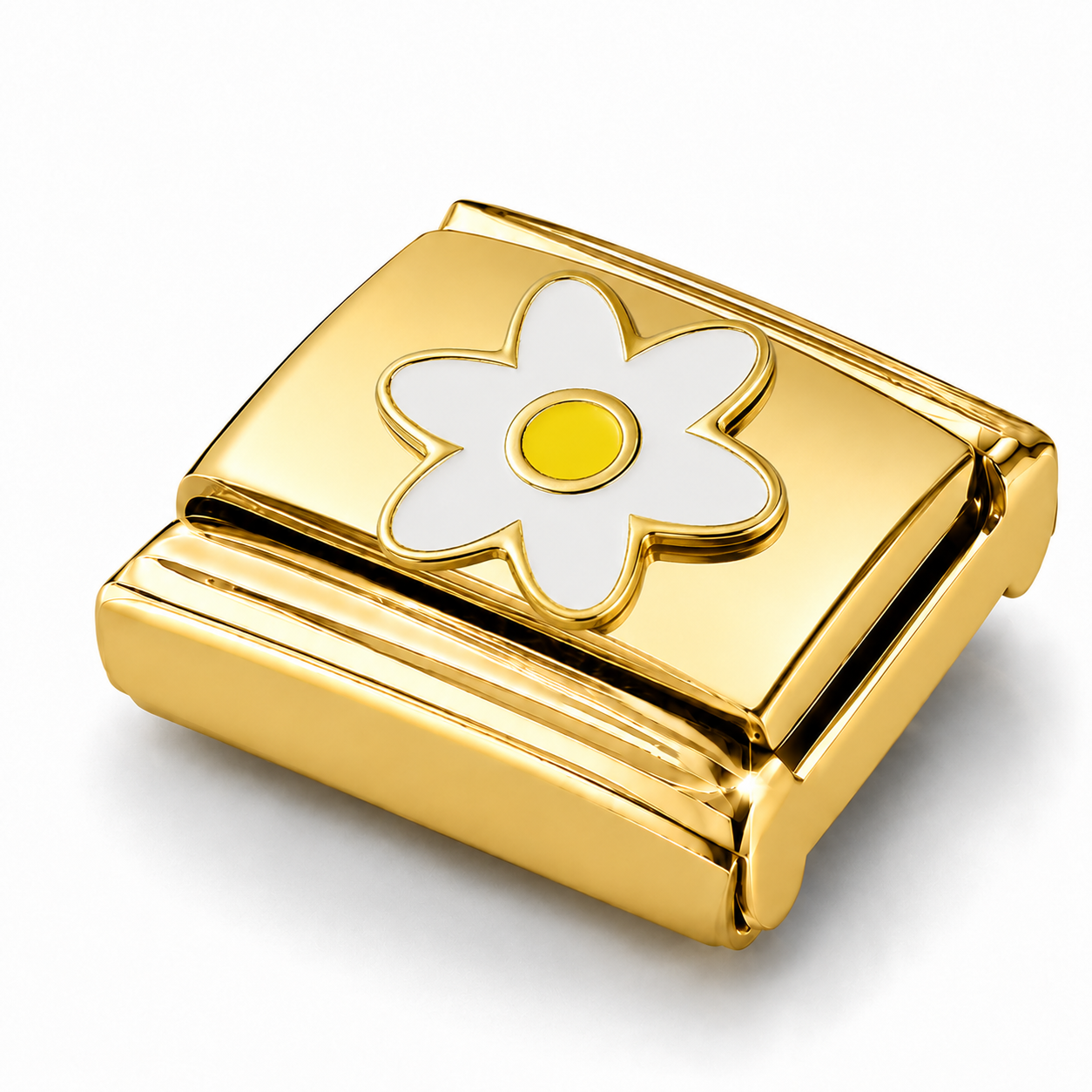 White Flower – gold Italian charm close-up view