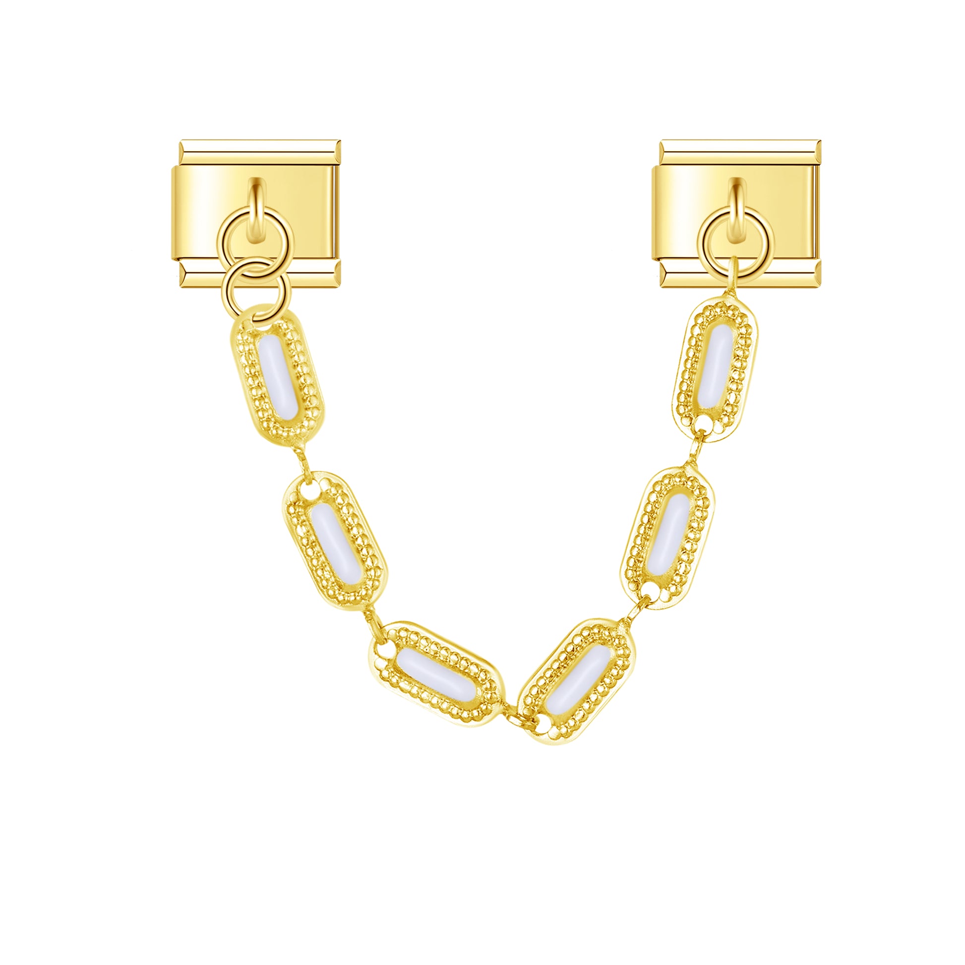 White Medallion - Gold Chain Charm