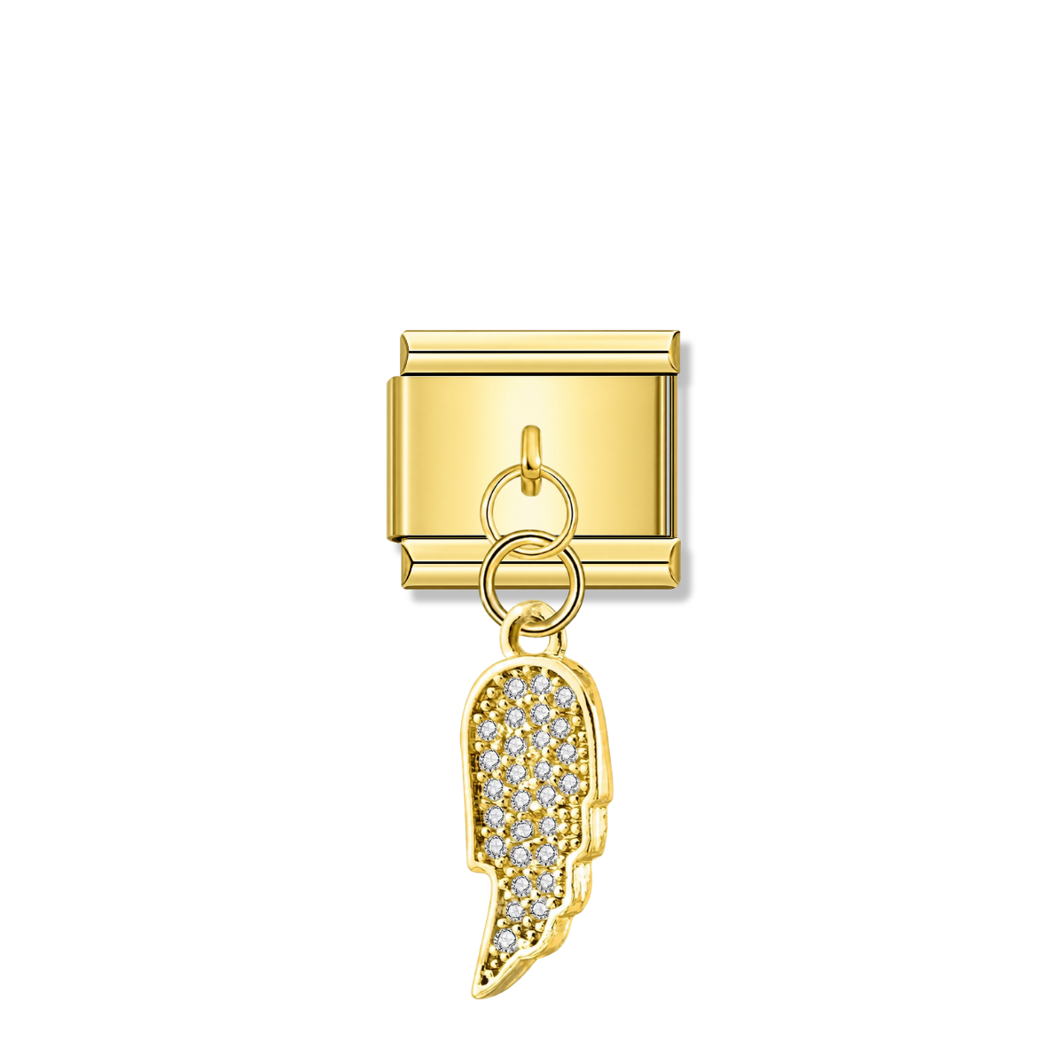 Wing Shiny with CZ – gold Italian pendant charm by Italycharm
