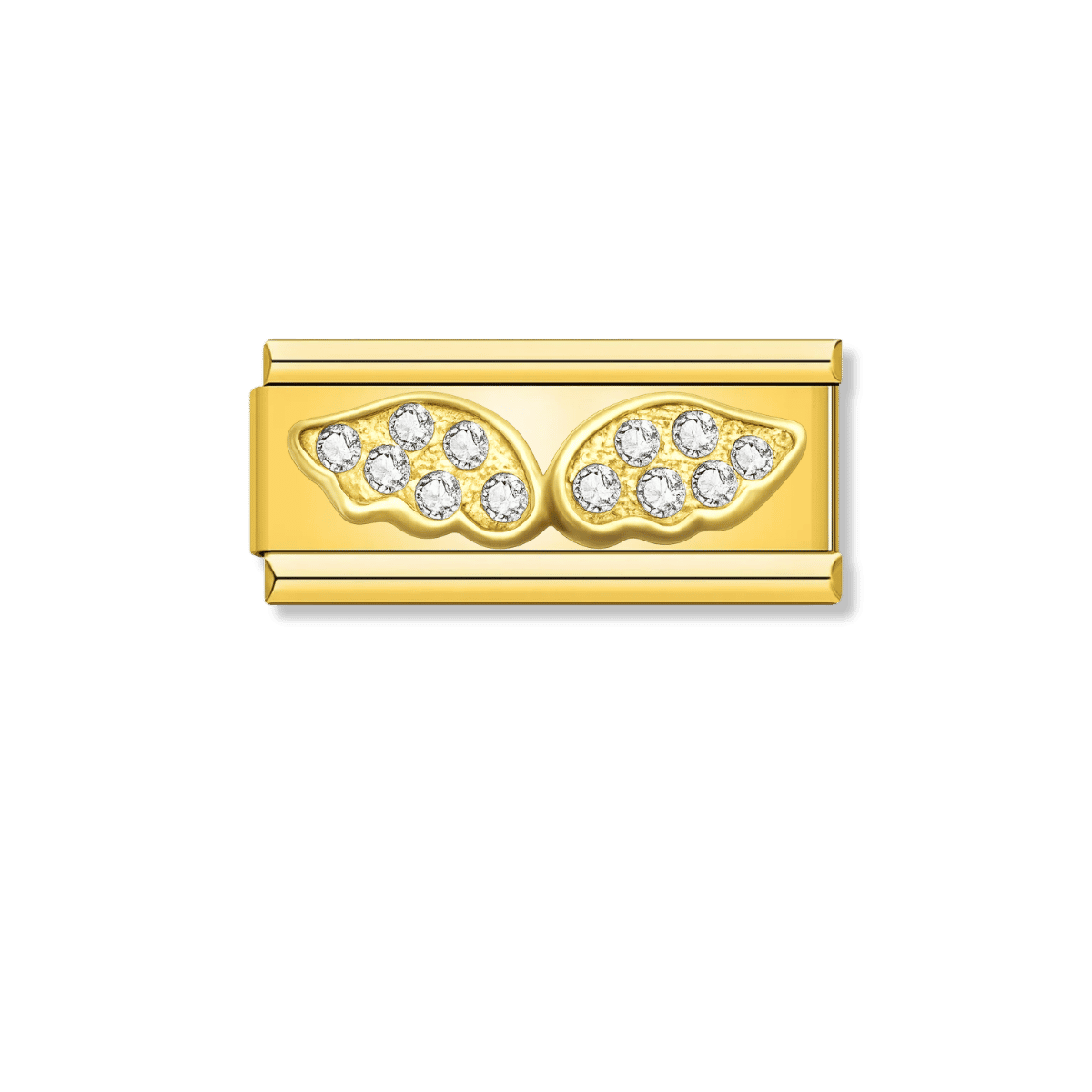 Wings with CZ – gold Italian bar charm by Italycharm