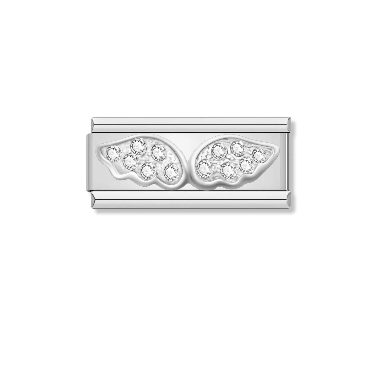 Wings with CZ – silver Italian bar charm by Italycharm