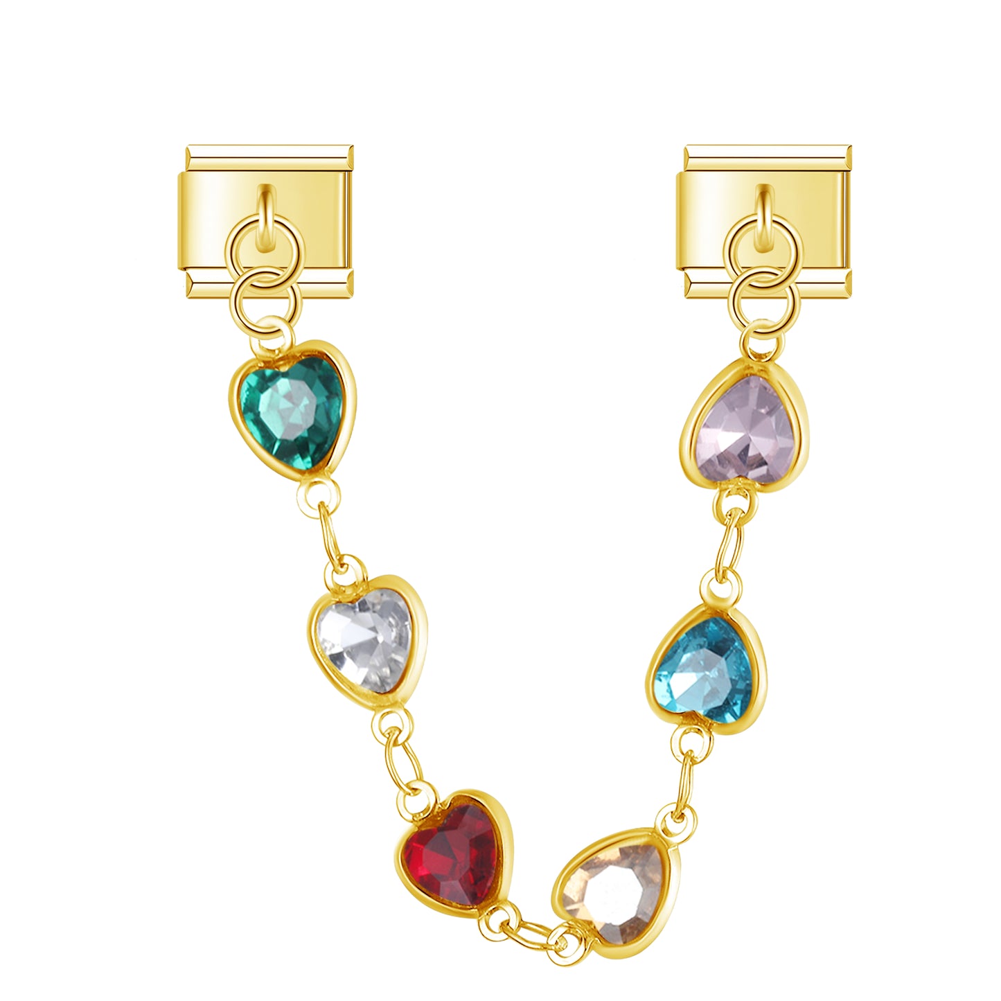 Y2K Hearts with CZ – Gold Chain Charm