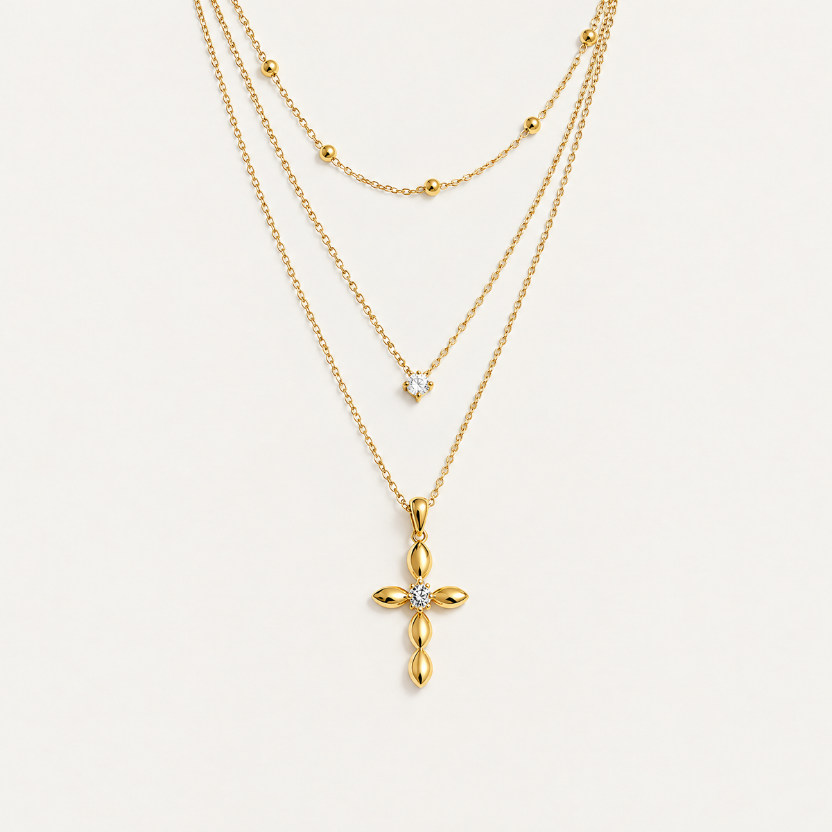 Heirloom Layered Cross Necklace