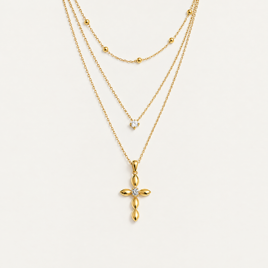 Heirloom Layered Cross Necklace