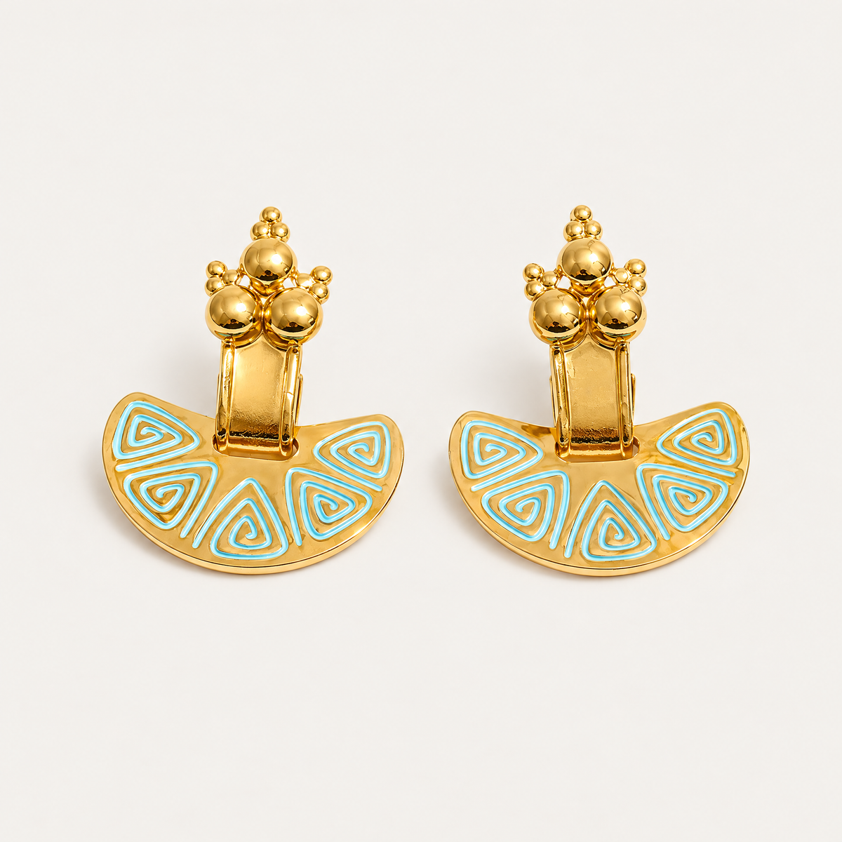 Riviera Enamel Fan Drop Earrings