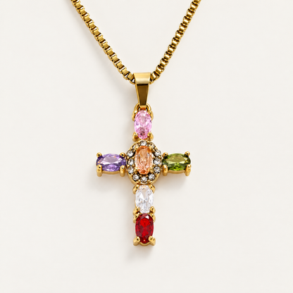 Heirloom Gemstone Cross Pendant Necklace