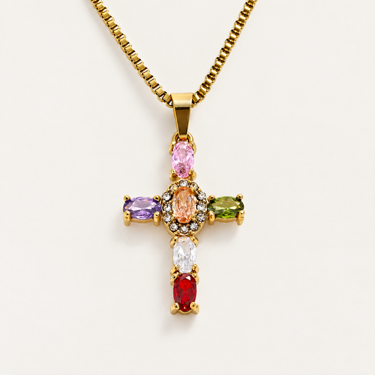 Heirloom Gemstone Cross Pendant Necklace