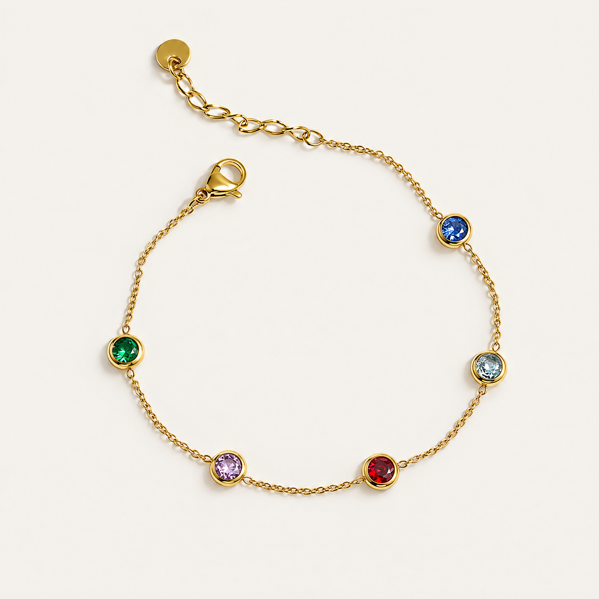 Rainbow Gemstone Station Bracelet