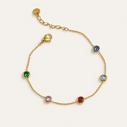 Rainbow Gemstone Station Bracelet