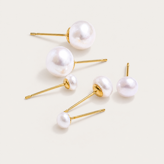 Lustre Pearl Stud Earrings Set