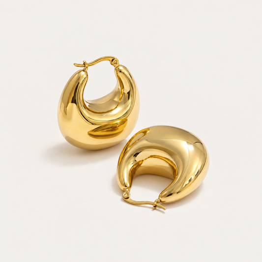 Crescent Chunky Dome Hoop Earrings