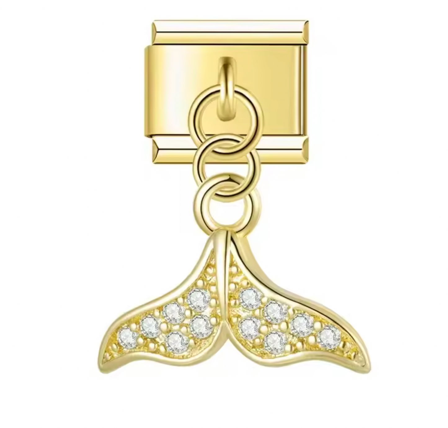 Mermaid Tail with CZ - Gold Pendant Charm - Charmris