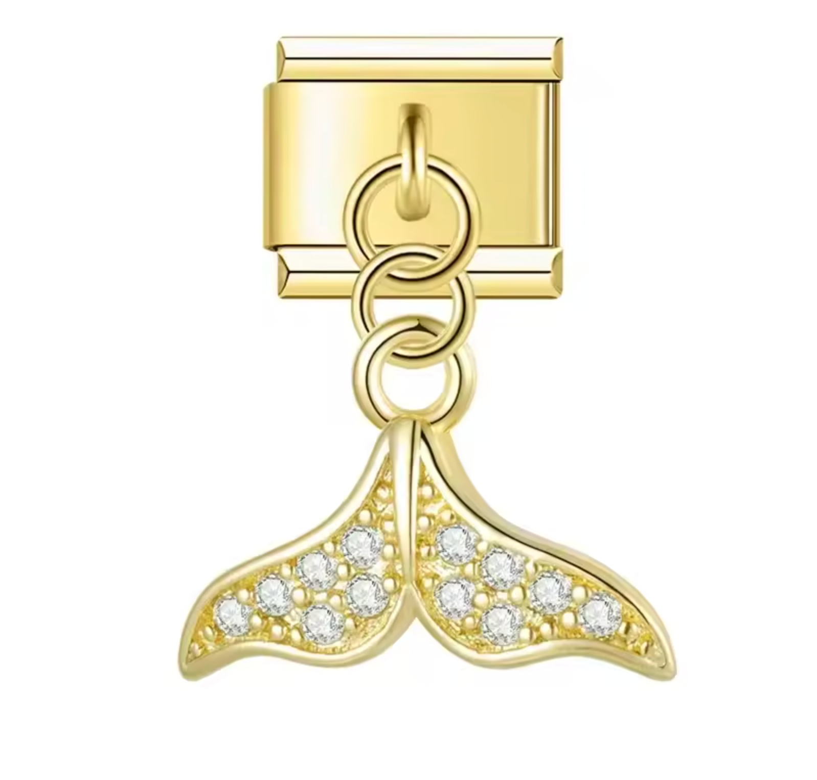 Mermaid Tail with CZ - Gold Pendant Charm - Charmris